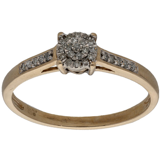 9ct Gold 0.145ct Diamond Cluster Ring Size Q