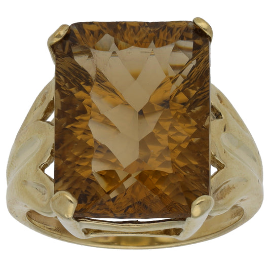 9ct Gold Citrine Single Stone Ring Size N