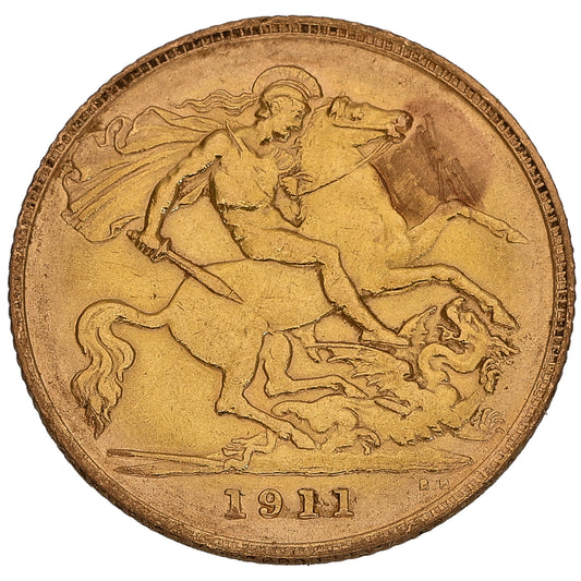 22ct Gold King George V Half Sovereign Coin 1911