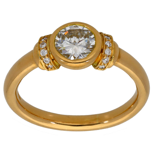 18ct Gold 1.20ct Diamond Solitaire Ring With Accent Stones Size Q