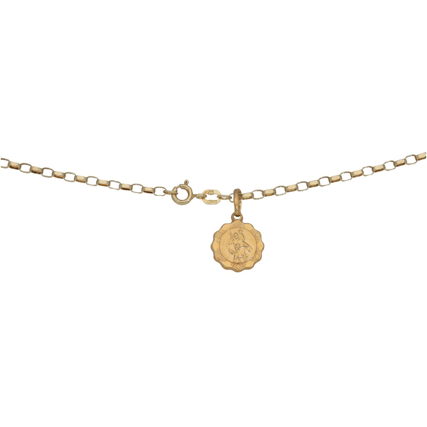 9ct Gold St Christopher Pendant With Chain