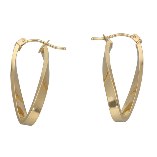 New 9ct Gold Twist Oval Earrings