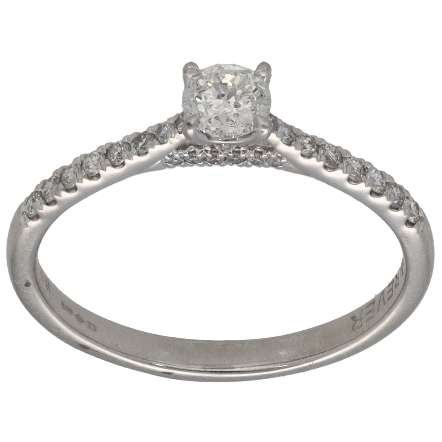 Platinum 0.50ct Diamond Solitaire Ring With Accent Stones Size P
