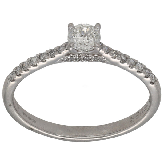 Platinum 0.50ct Diamond Solitaire Ring With Accent Stones Size P