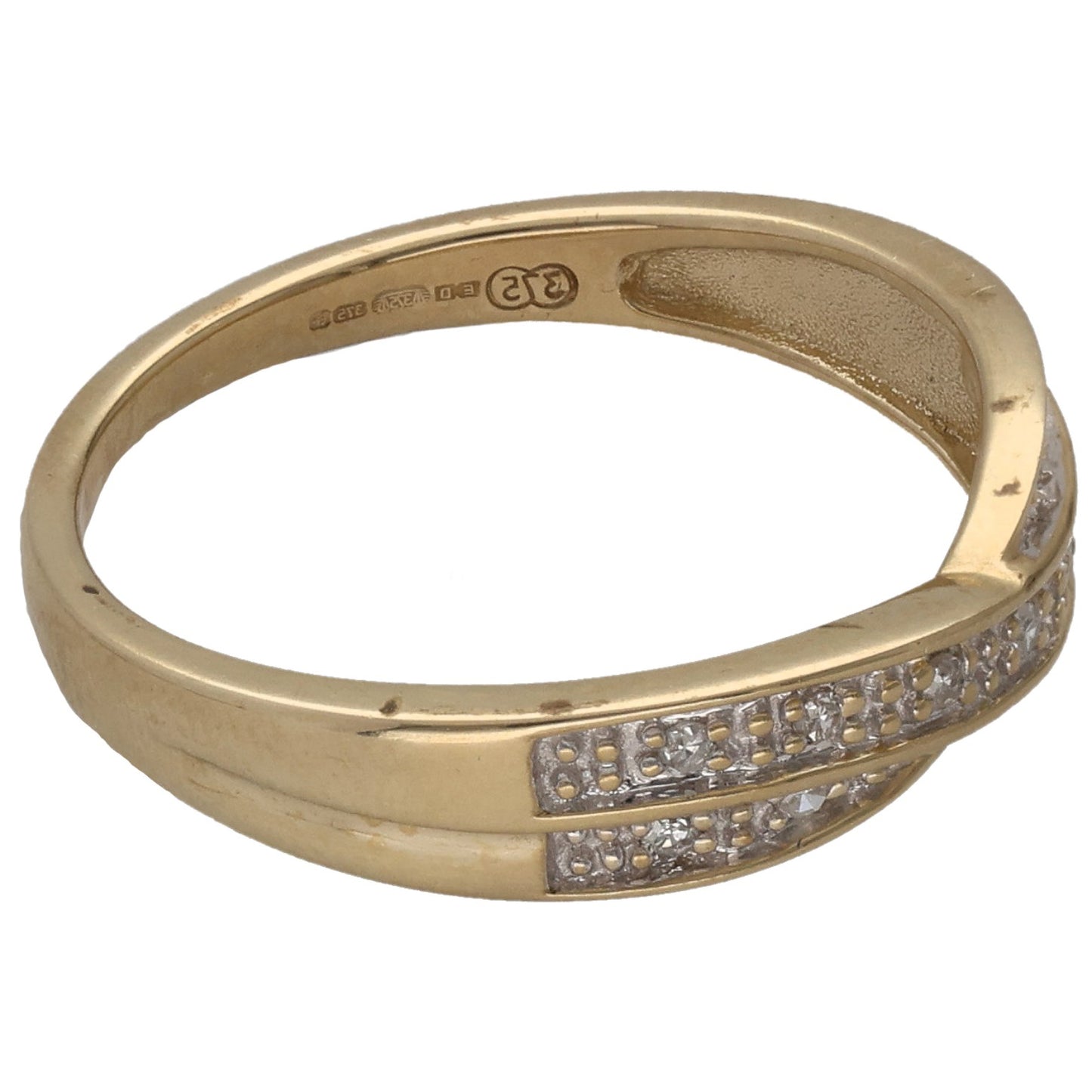 9ct Gold 0.05ct Diamond Dress/Cocktail Ring Size M