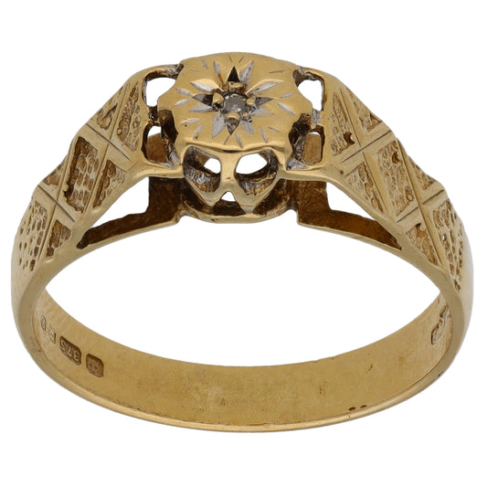 9ct Gold 0.005ct Diamond Solitaire Ring Size L