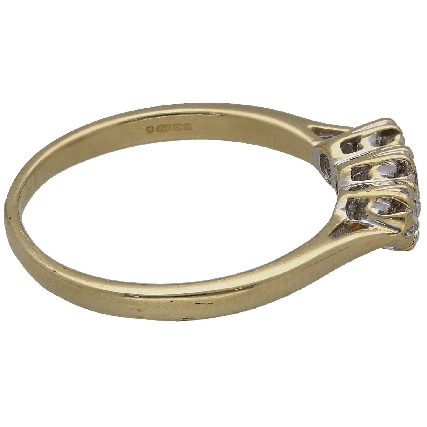 18ct Gold 0.25ct Diamond Trilogy Ring Size O