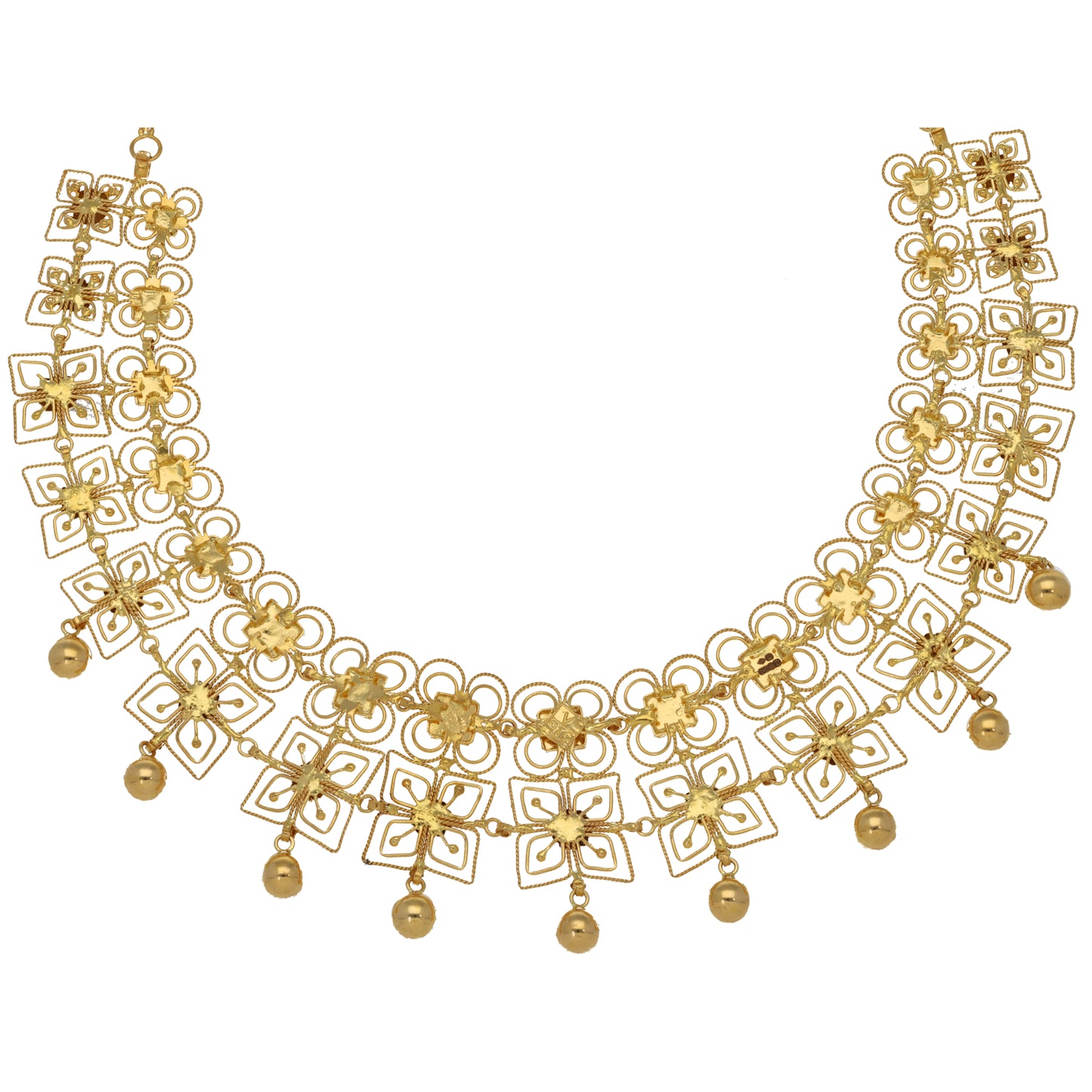 New 22ct Gold Ornate Floral Filigree Necklace 16"