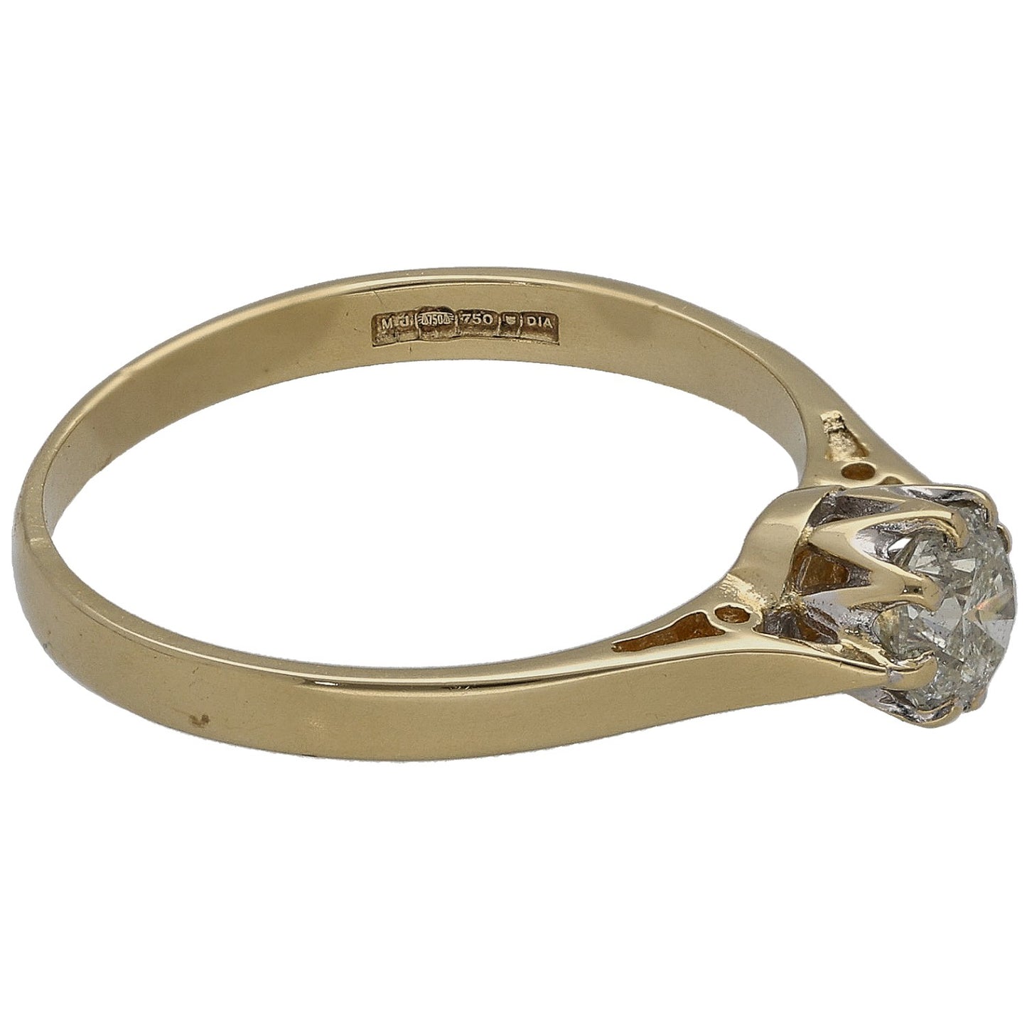 18ct Gold 0.50ct Diamond Solitaire Ring Size N