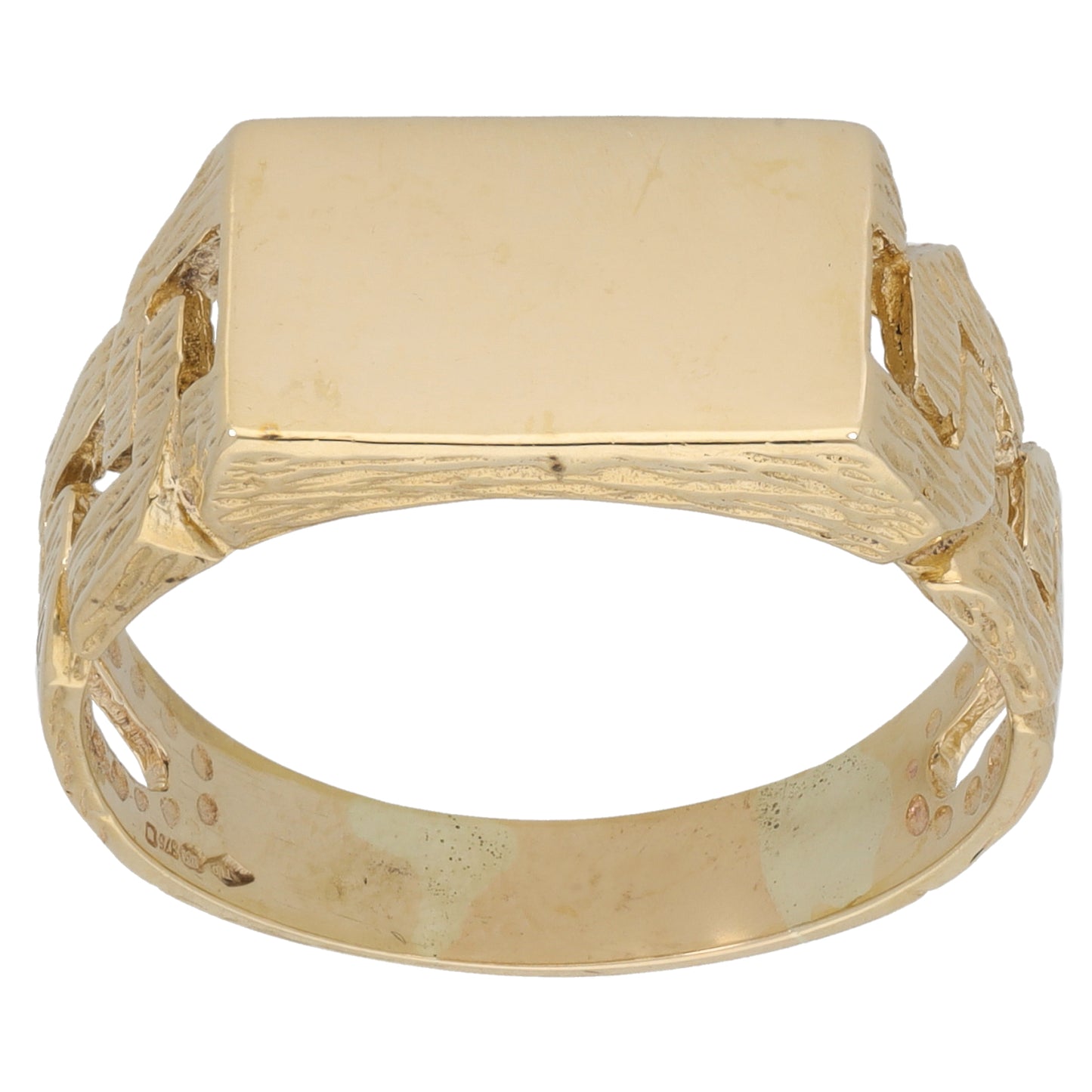 9ct Gold Patterned Signet Ring Size X