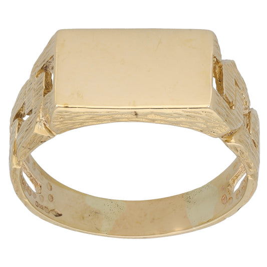 9ct Gold Patterned Signet Ring Size X