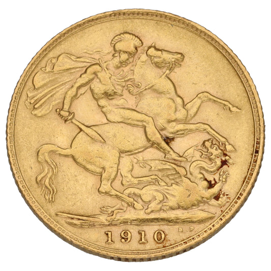22ct Gold King Edward VII Full Sovereign Coin 1910