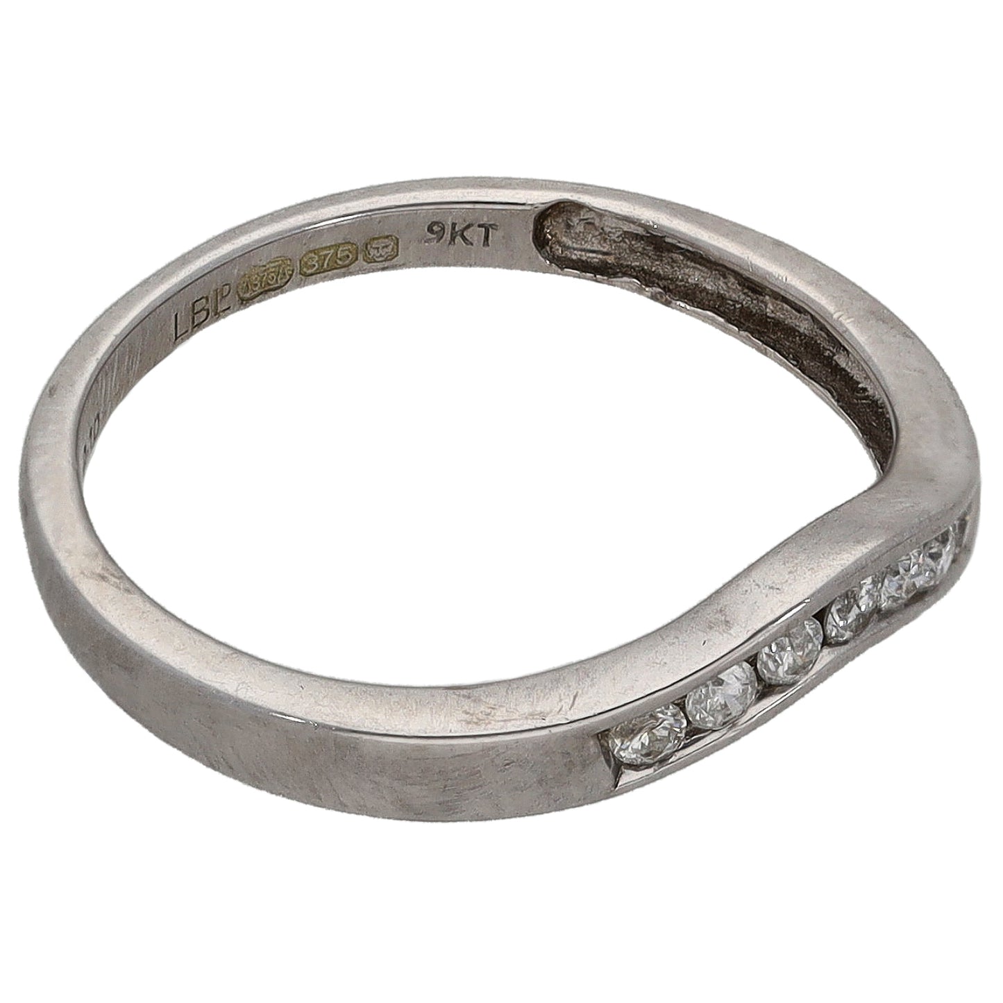 9ct White Gold 0.10ct Diamond Wishbone Ring Size K
