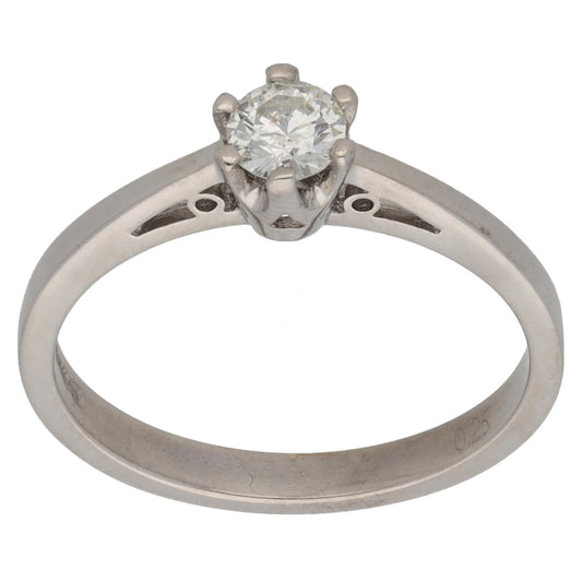 9ct White Gold 0.25ct Diamond Solitaire Ring Size N