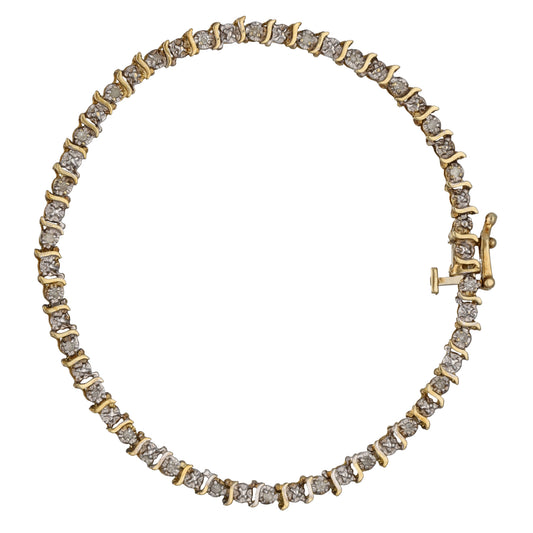 9ct Gold 0.125ct Diamond Line/Tennis Bracelet