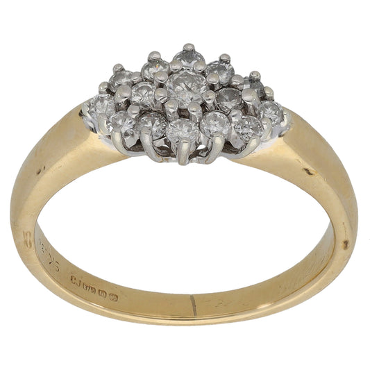 9ct Gold 0.36ct Diamond Cluster Ring Size M