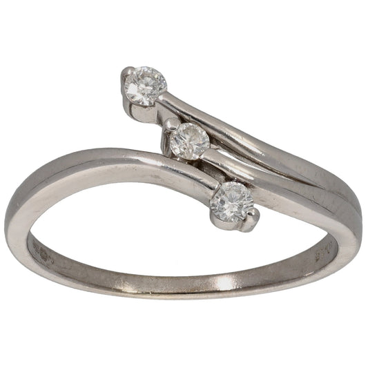 9ct White Gold 0.15ct Diamond Three Stone Ring Size P