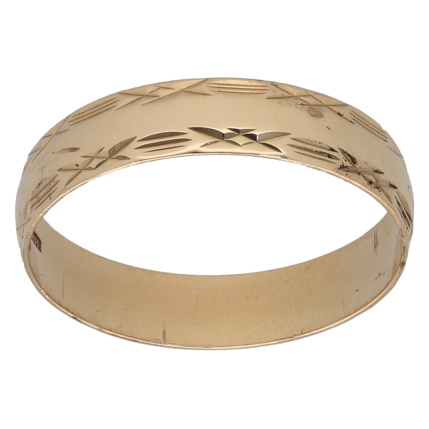 9ct Gold Patterned Wedding Ring Size W