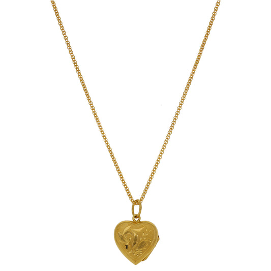 22ct Gold Heart Pendant With Chain