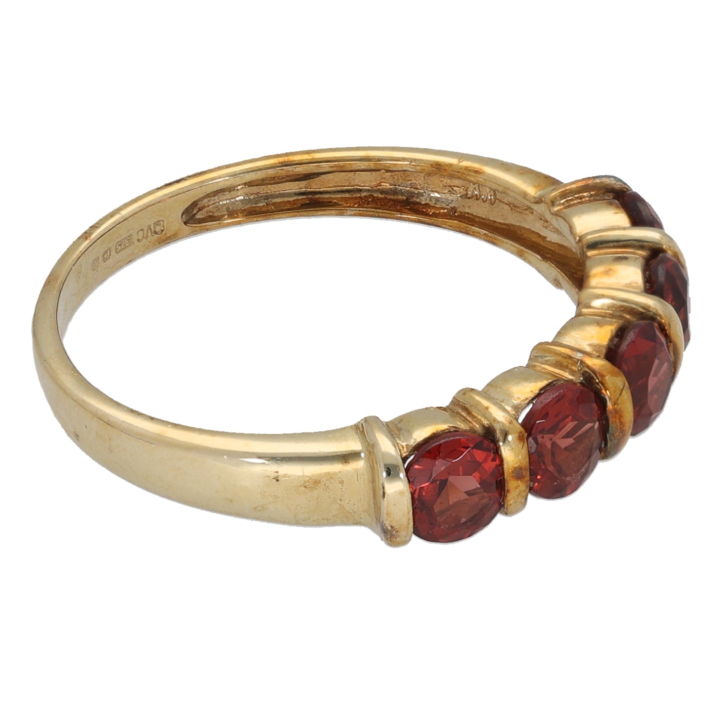 9ct Gold Garnet Half Eternity Ring Size O