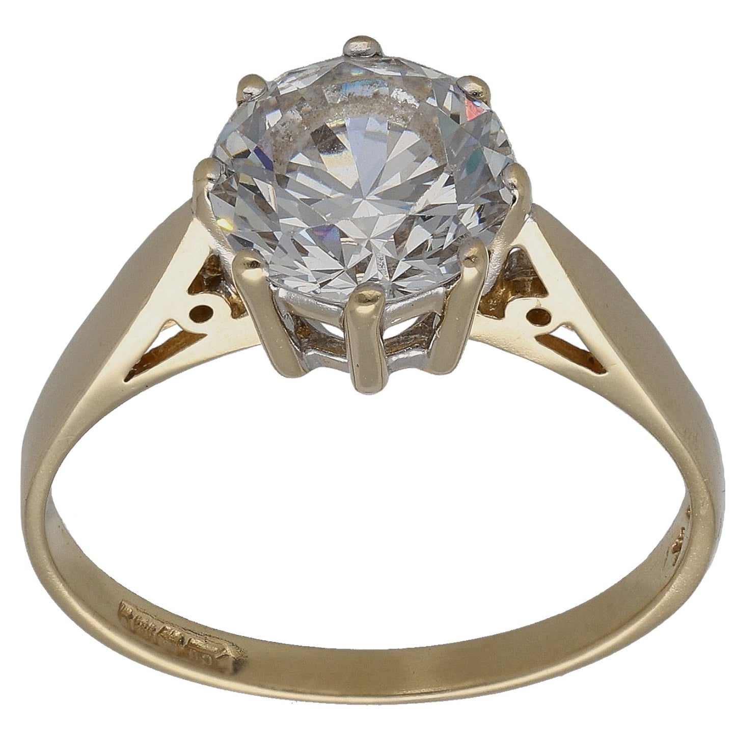 Gold-tone CZ single-stone ring with round center stone, size N