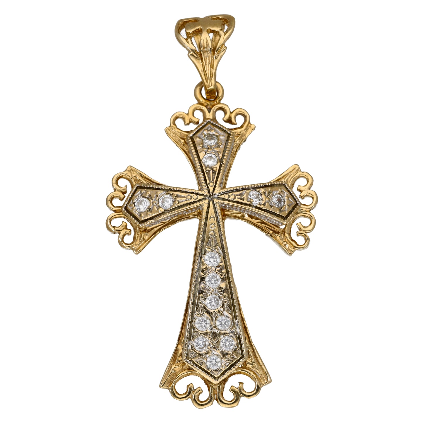 9ct Gold Cubic Zirconia Cross Pendant