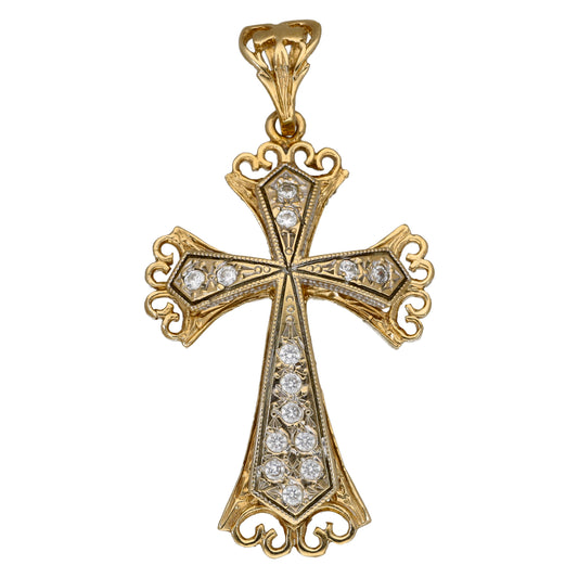 9ct Gold Cubic Zirconia Cross Pendant