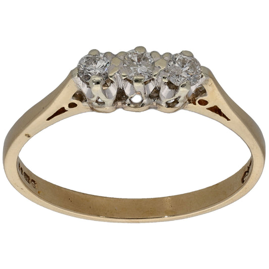 9ct Gold 0.21ct Diamond Trilogy Ring Size P