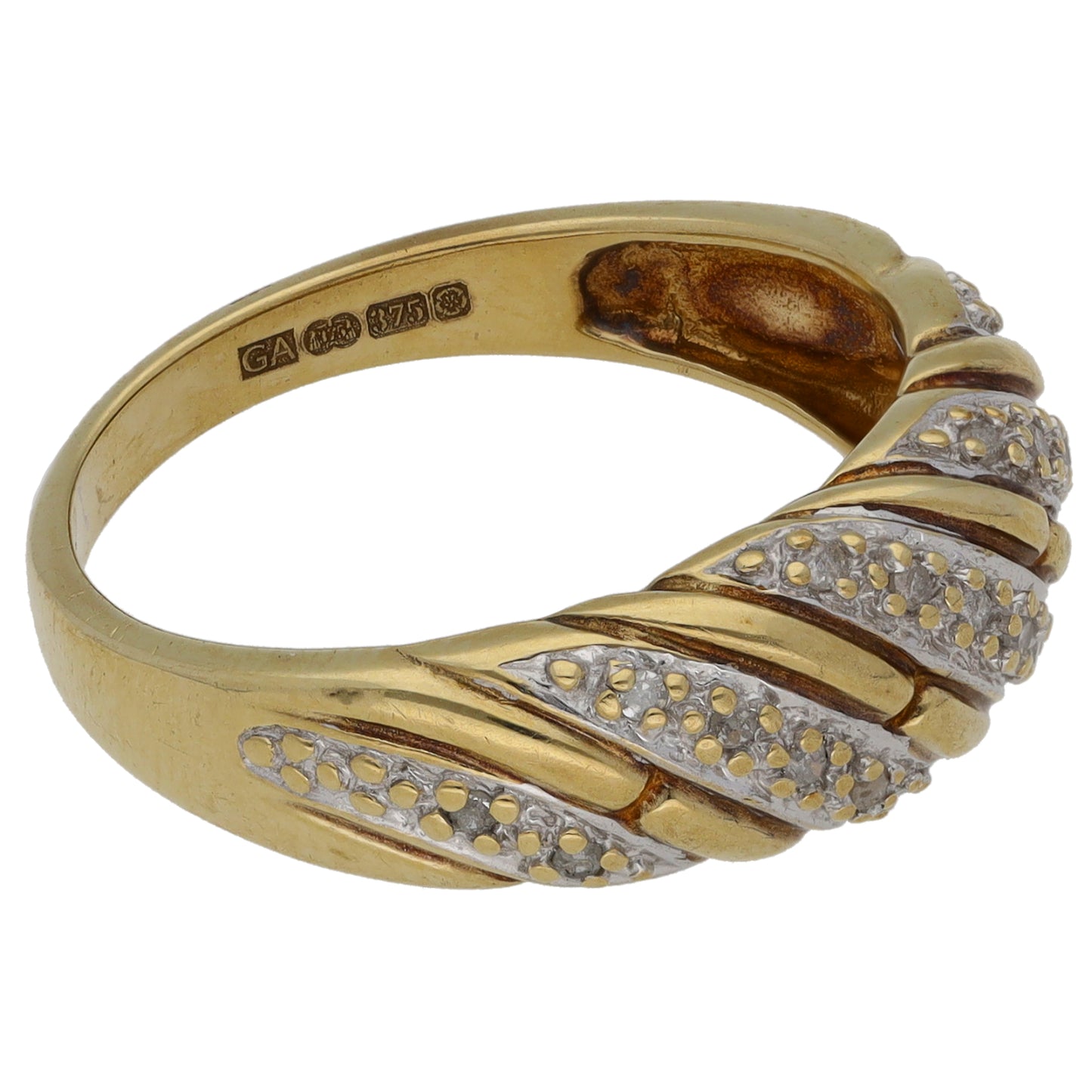 9ct Gold 0.10ct Diamond Dress/Cocktail Ring Size P