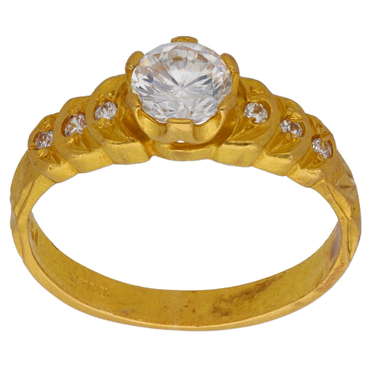 22ct Gold Cubic Zirconia Single Stone Ring With Accents Size K