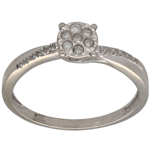 9ct White Gold 0.10ct Diamond Cluster Ring Size L