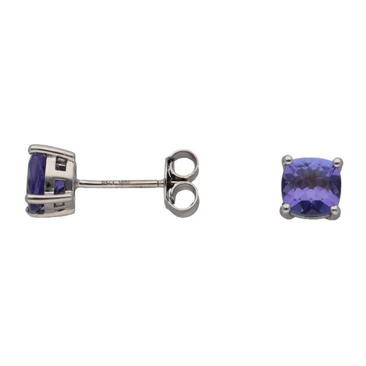 9ct White Gold Tanzanite Stud Earrings