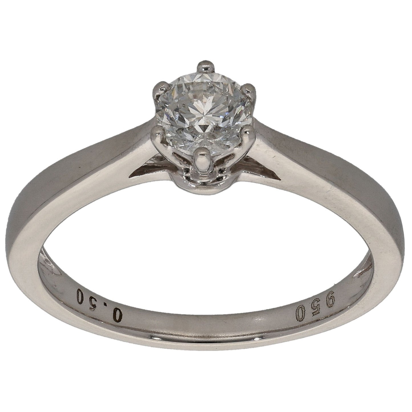 Platinum 0.50ct Diamond Solitaire Ring Size N