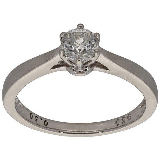 Platinum 0.50ct Diamond Solitaire Ring Size N