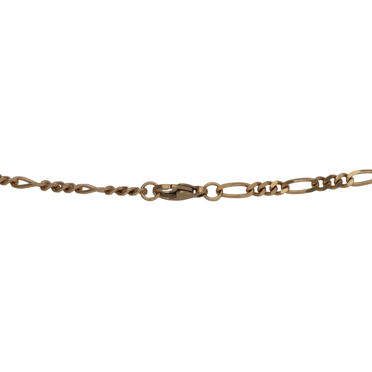 9ct gold Figaro chain with clasp and oval link detail