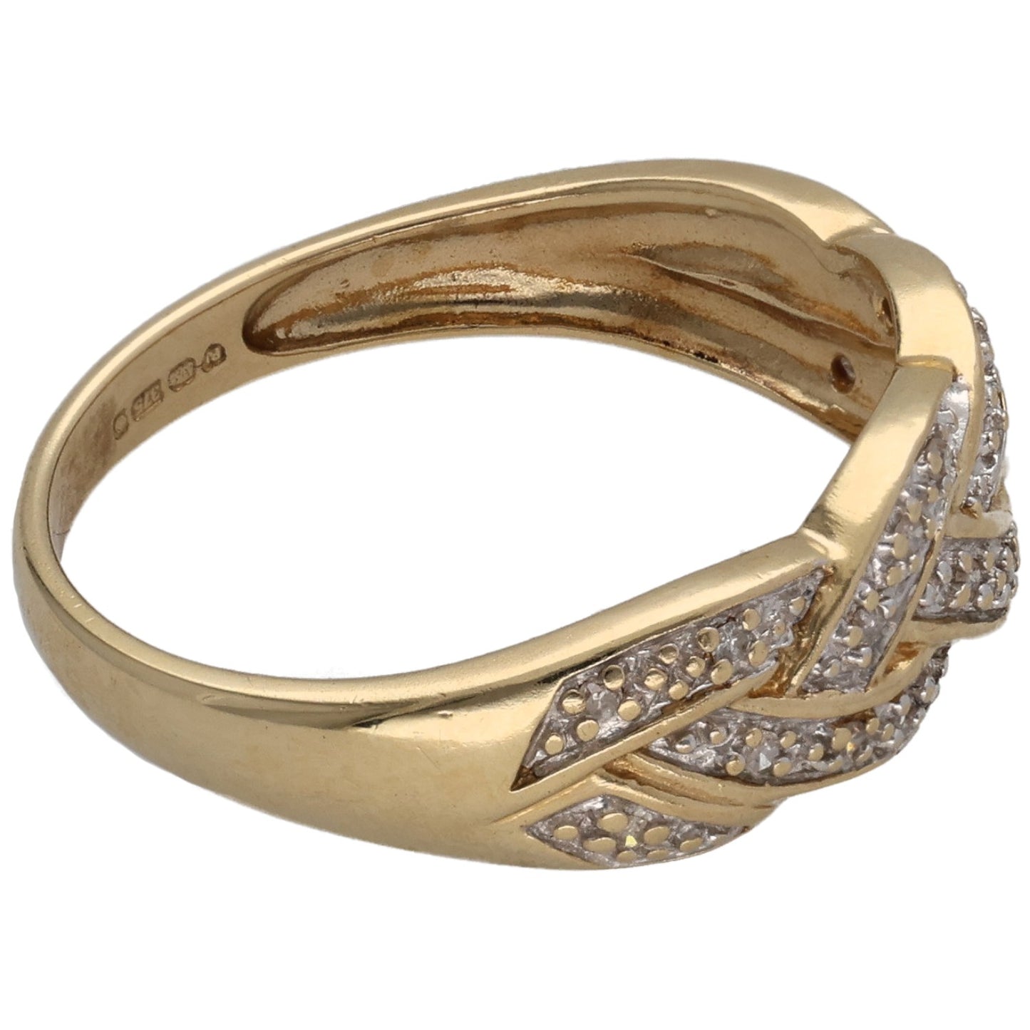 9ct Gold 0.10ct Diamond Dress/Cocktail Ring Size P