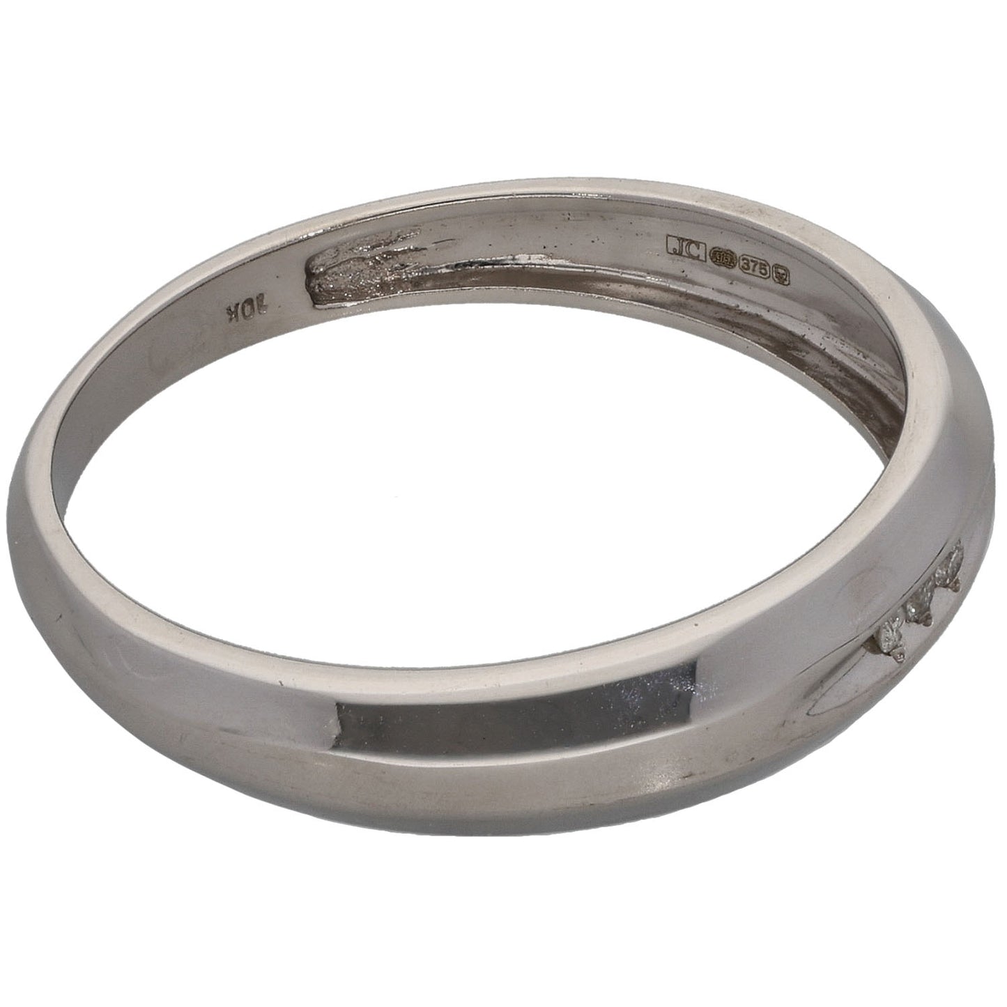 9ct White Gold 0.01ct Diamond Three Stone Ring Size V