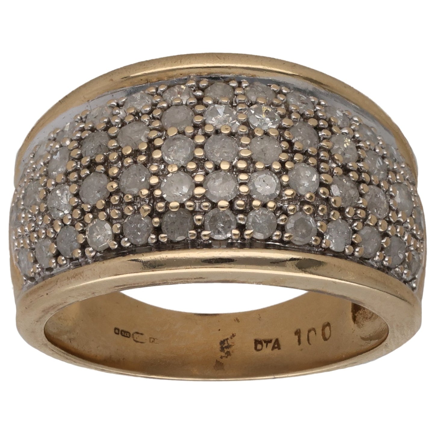 9ct Gold 1.02ct Diamond Cluster Ring Size M