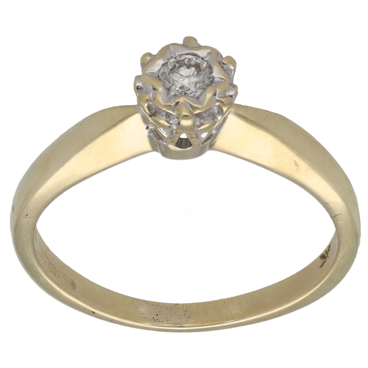 9ct Gold 0.10ct Diamond Solitaire Ring Size M