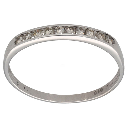9ct White Gold 0.20ct Diamond Half Eternity Ring Size O