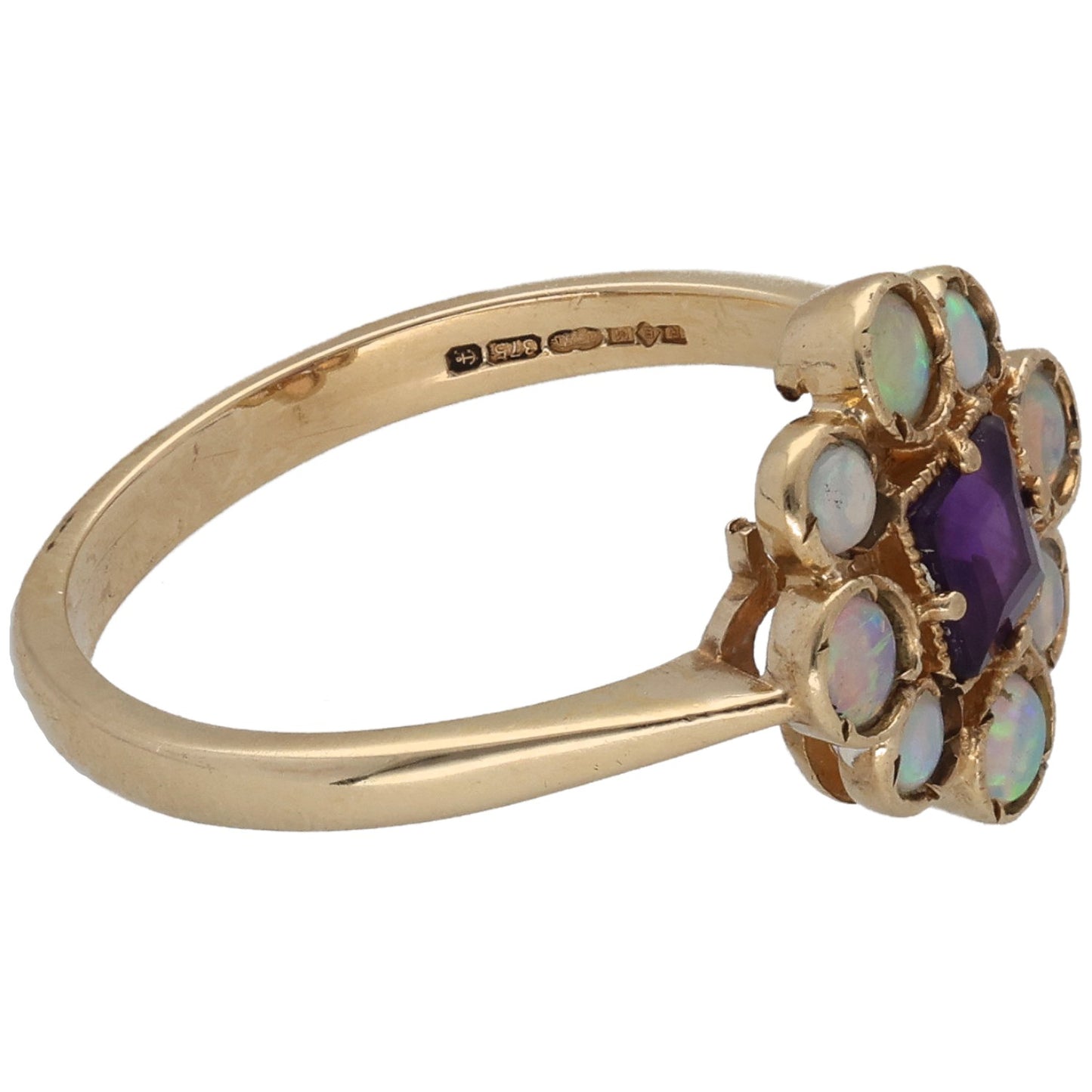 9ct Gold Amethyst & Opal Dress/Cocktail Ring Size P