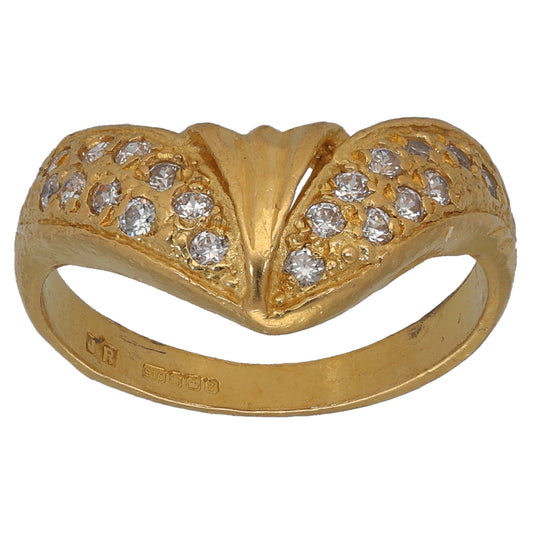 22ct Gold Cubic Zirconia Dress/Cocktail Ring Size L