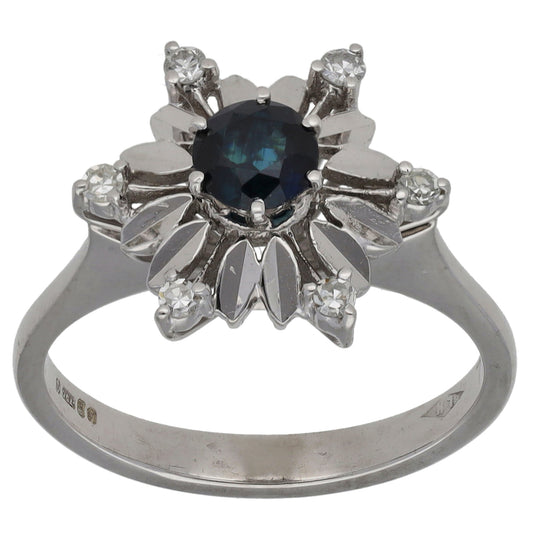 18ct Gold 0.06ct Diamond & Sapphire Dress/Cocktail Ring Size M