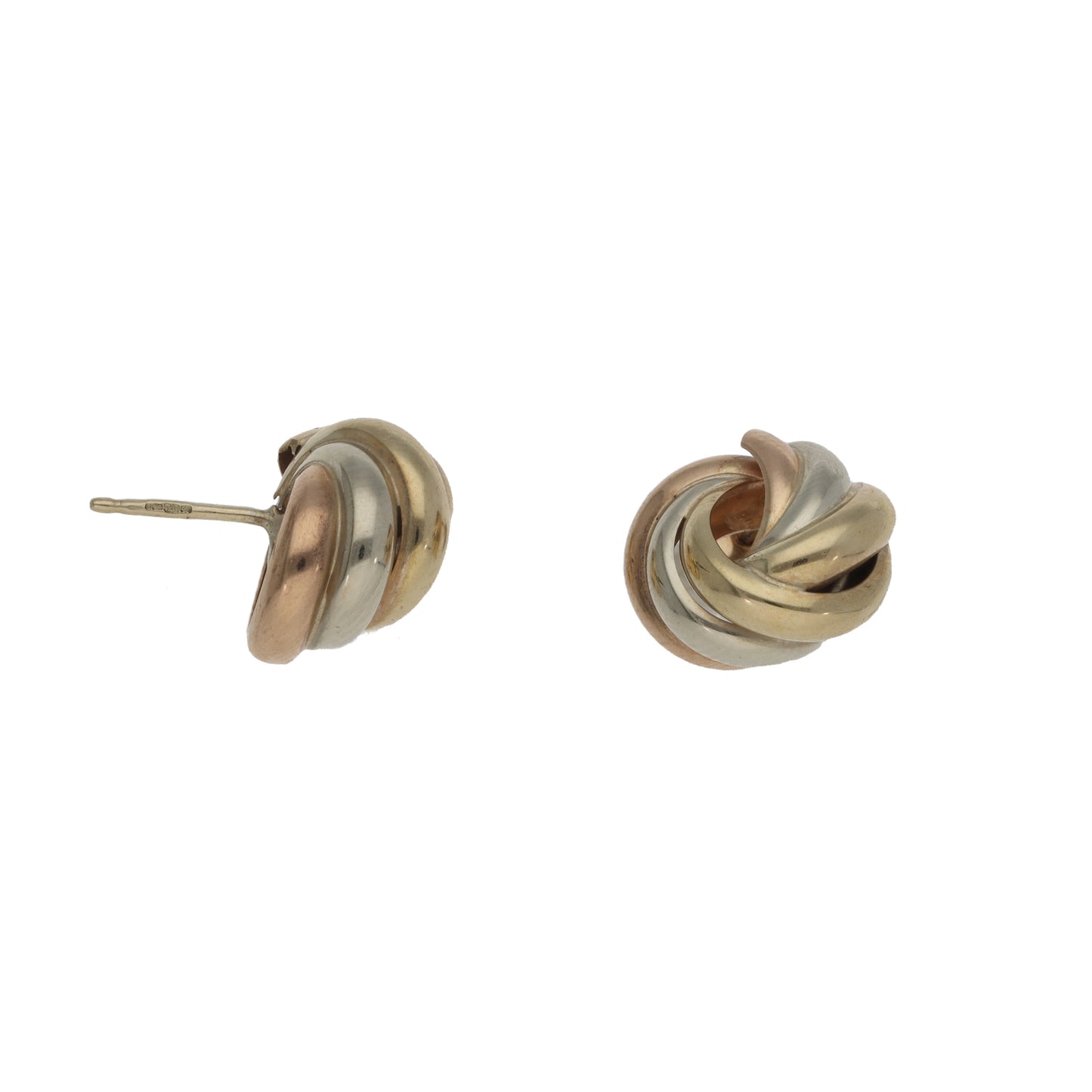 9ct Tri-Colour Gold Stud Earrings