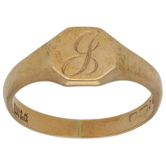 9ct Gold Initial Signet Ring Size R