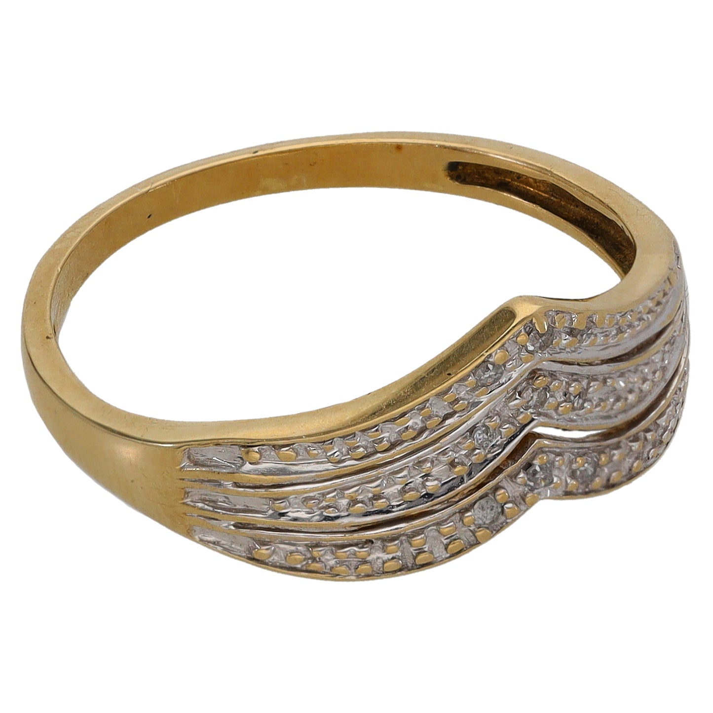 9ct Gold 0.045ct Diamond Wishbone Ring Size P