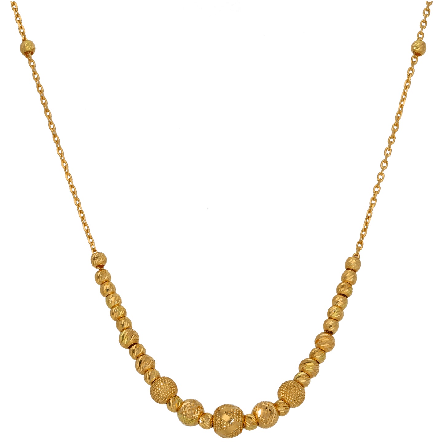 New 22ct Gold Fancy Chain & Beaded Necklace 18"