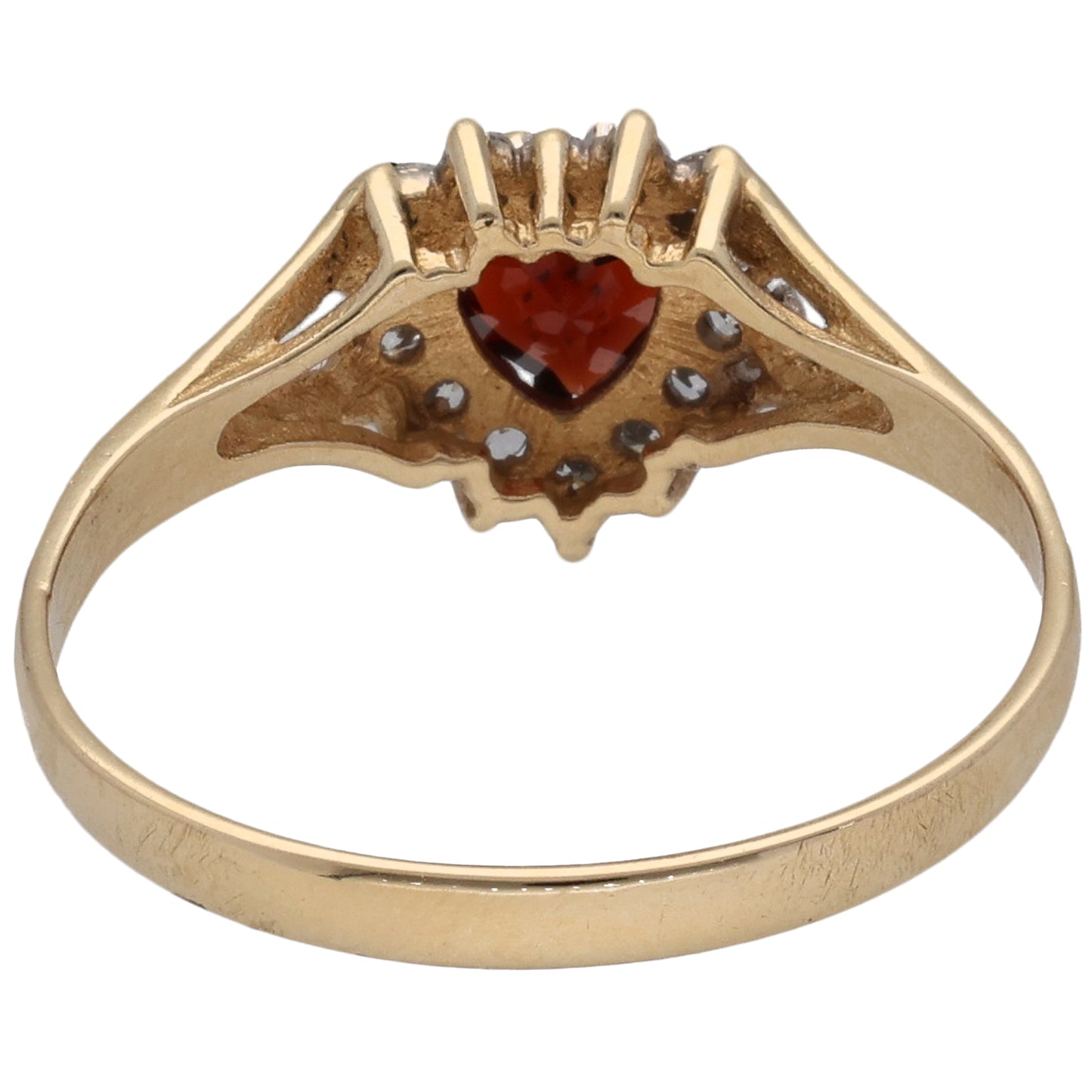 9ct Gold Garnet & Cubic Zirconia Dress/Cocktail Ring Size O
