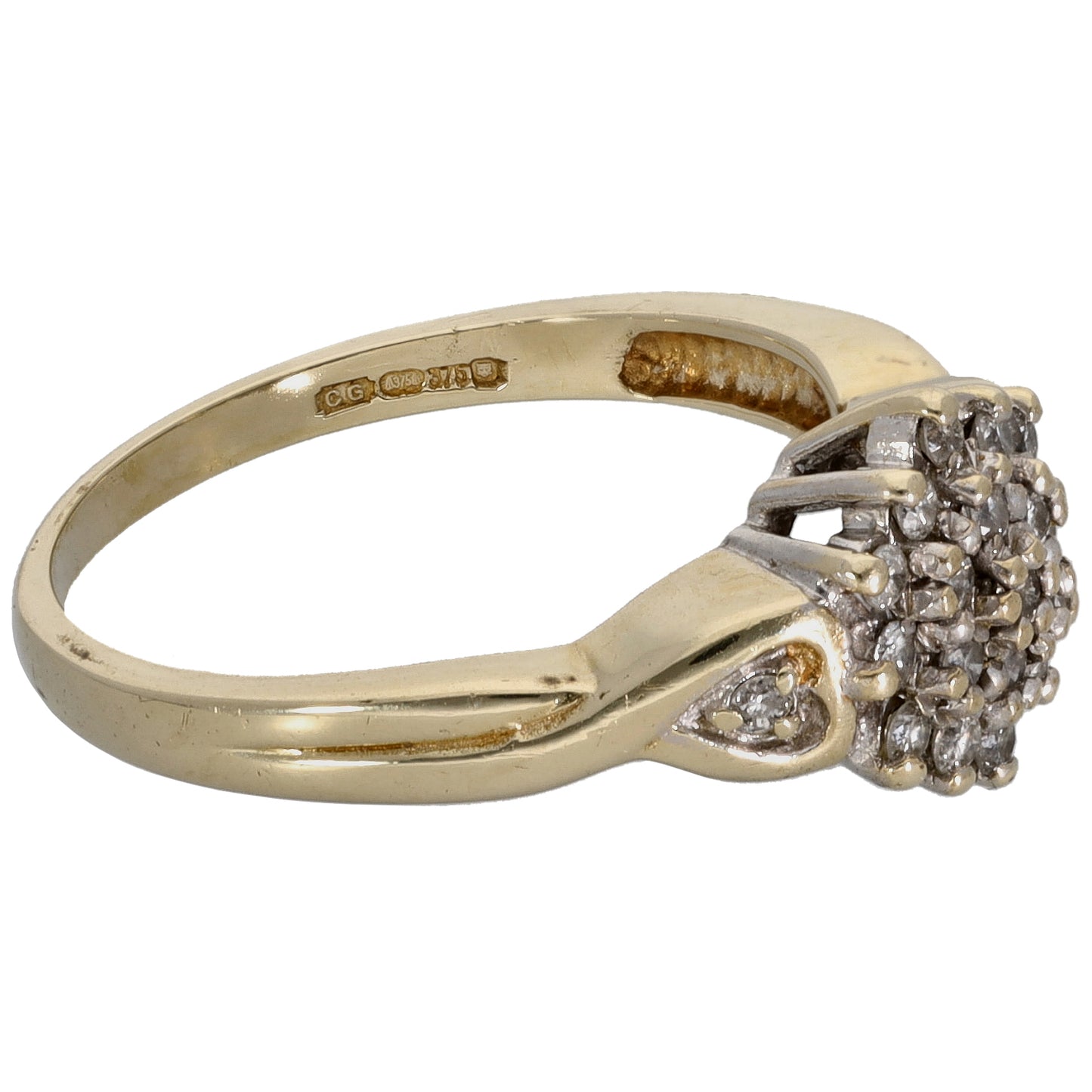 9ct Gold 0.20ct Diamond Cluster Ring Size K