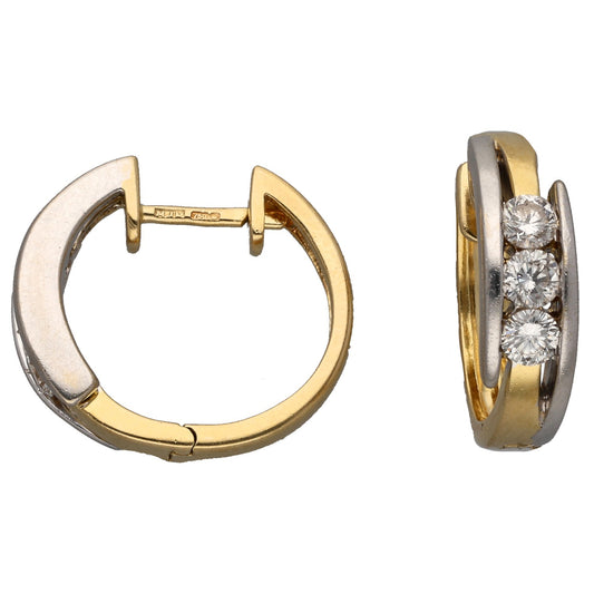18ct Bi-Colour Gold 0.72ct Diamond Hoop Earrings